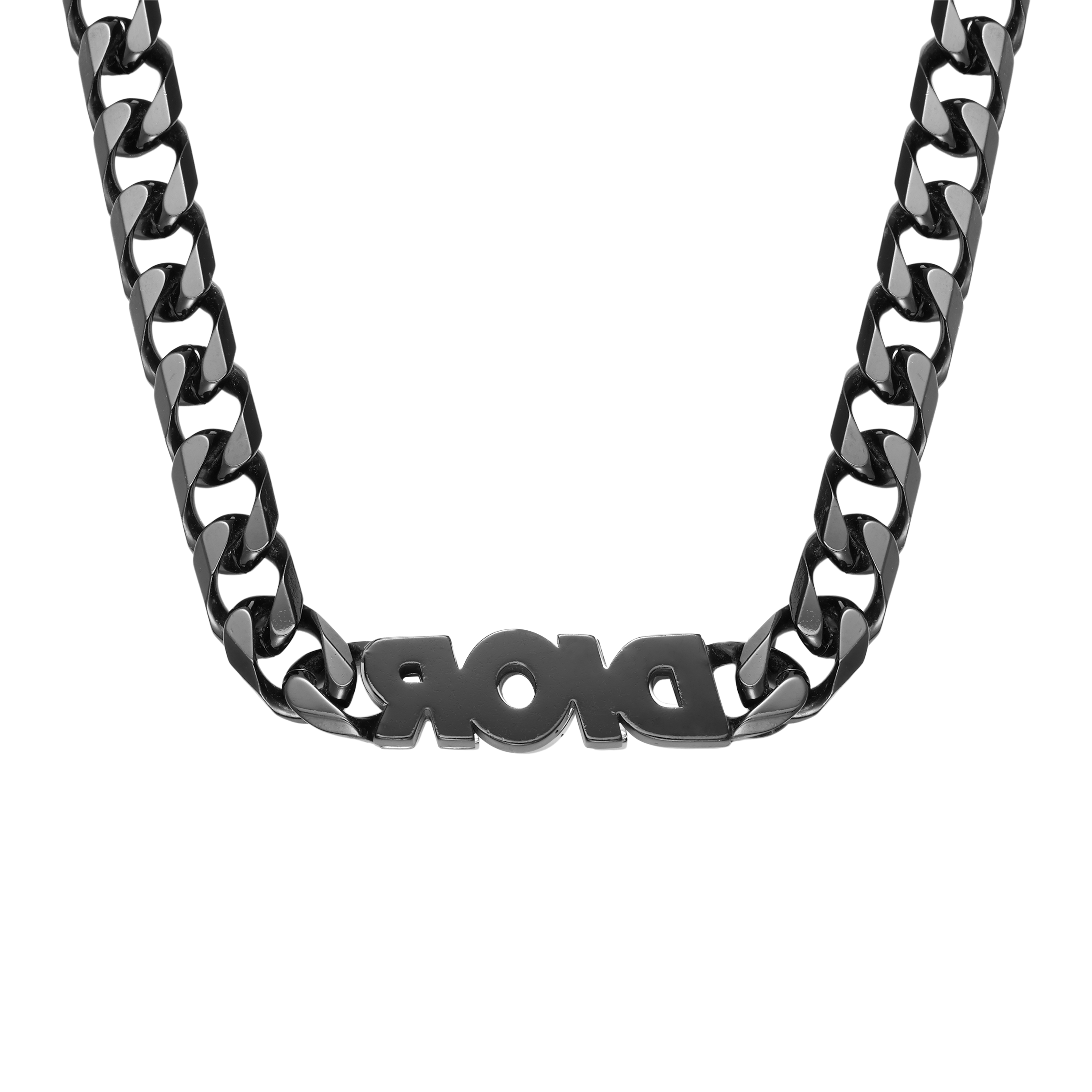 Shop DIOR Logo Pendant Necklace Black N1857HOMMT004