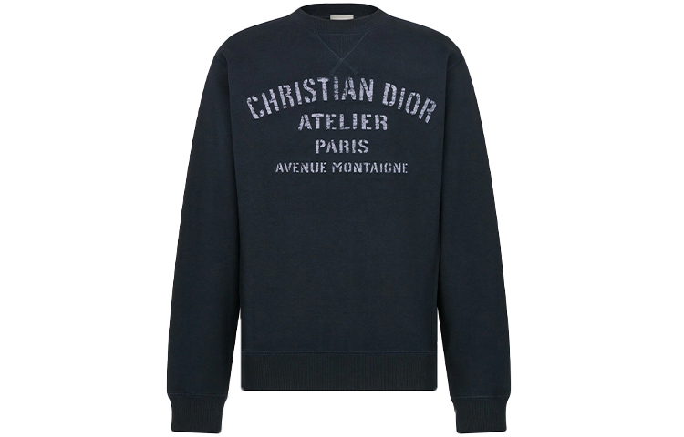 Order DIOR ロゴ プリント クルーネック スウェットシャツ メンズ ネイビー ブルー 043J655A0531-C589