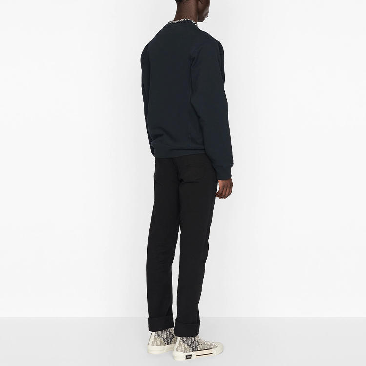 Purchase DIOR ロゴ プリント クルーネック スウェットシャツ メンズ ネイビー ブルー 043J655A0531-C589