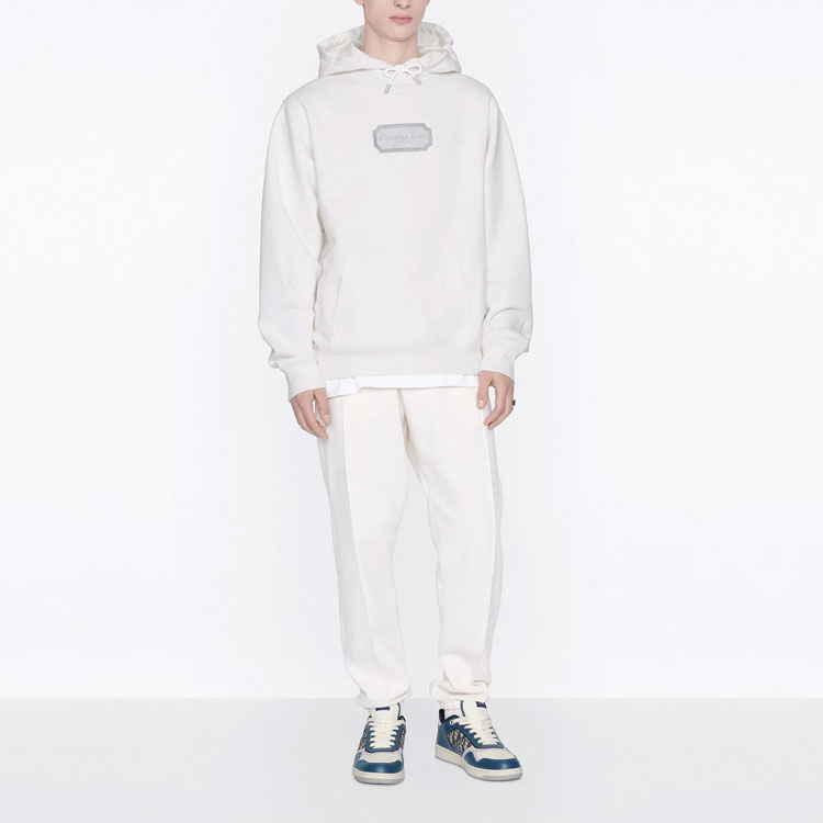 Shop DIOR 白色Logo印花連帽衫。 243J691A0531-C088