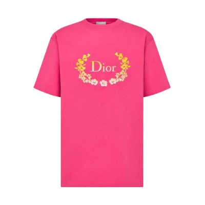 DIOR Logo Print SS23 Pink Short Sleeve T-Shirt Unisex Casual Couple Wear. 313J696A0554-C489