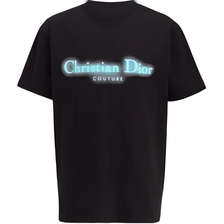 DIOR Logo Printed Crew Neck Short Sleeve T-Shirt Men’s Black. 443J696A0554-C980