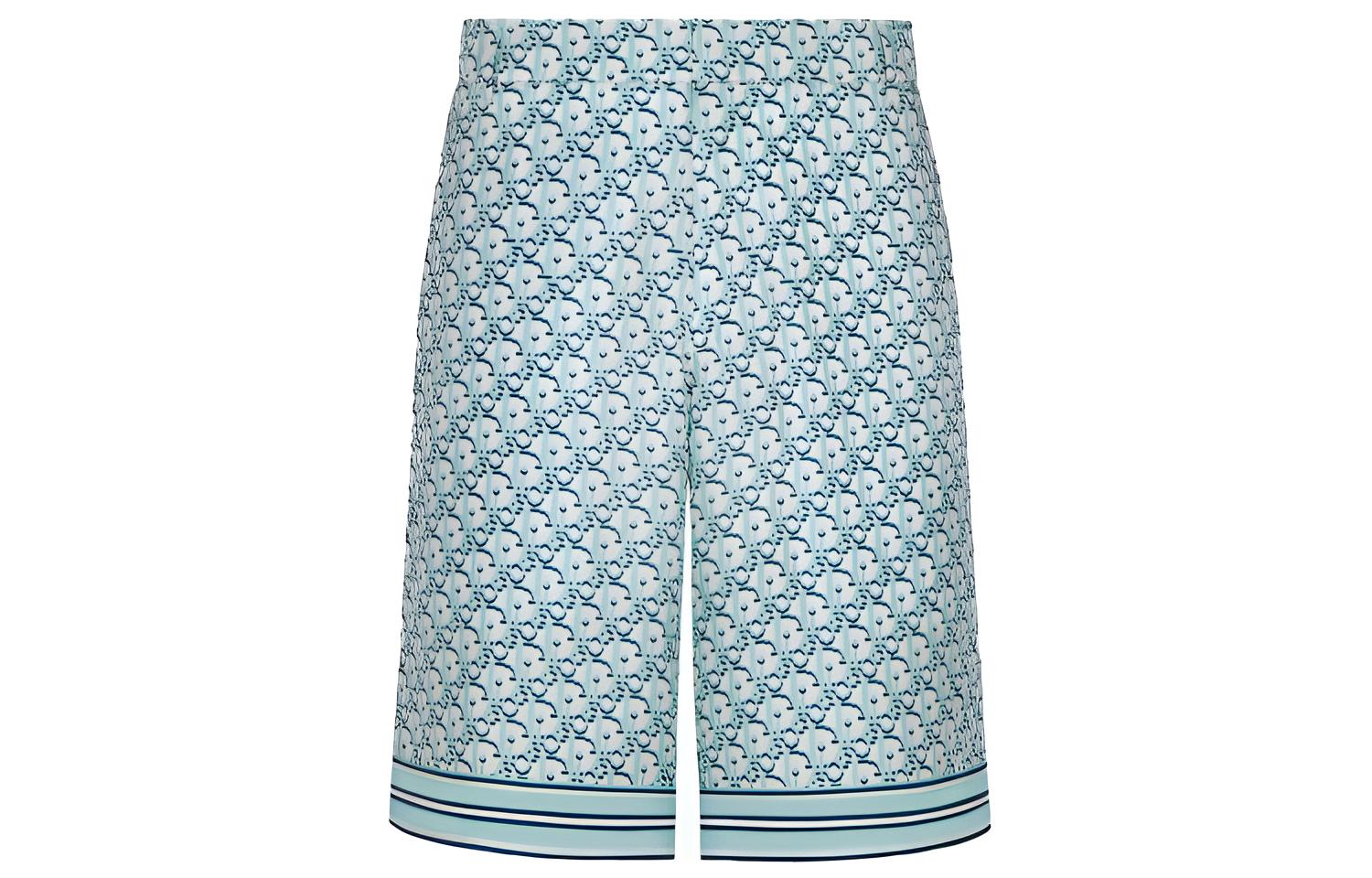Dior Logo Printed Straight-Cut Casual Shorts Seasonal New - Blue. 013C121A4751-C075