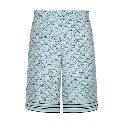 Dior Logo Printed Straight-Cut Casual Shorts Seasonal New - Blue. 013C121A4751-C075