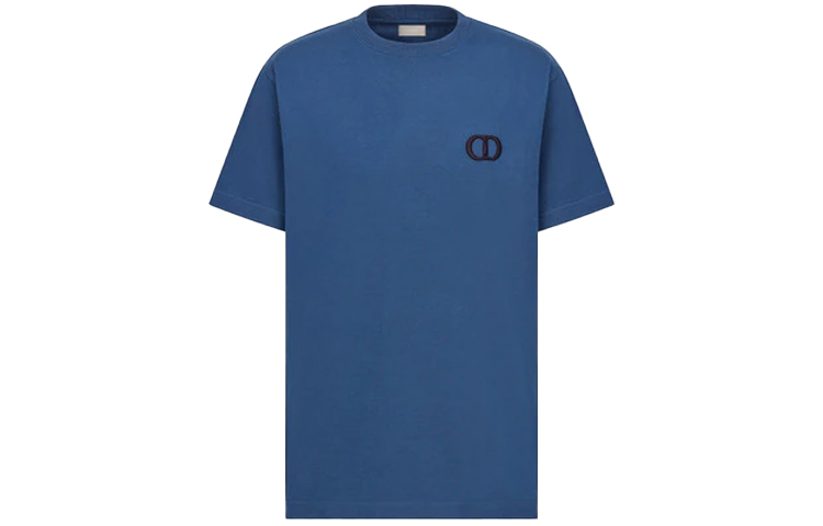 Order DIOR 經典標誌純色男士藍色圓領T恤 943J605A0554-C537