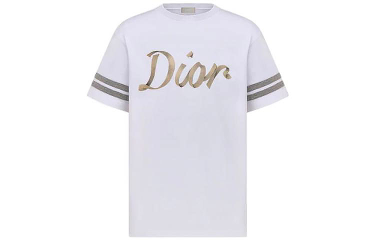 DIOR Logo Stripe Print Short Sleeve T-Shirt FW22  Oversized White Tee 293J659A0554-C088 圖 2