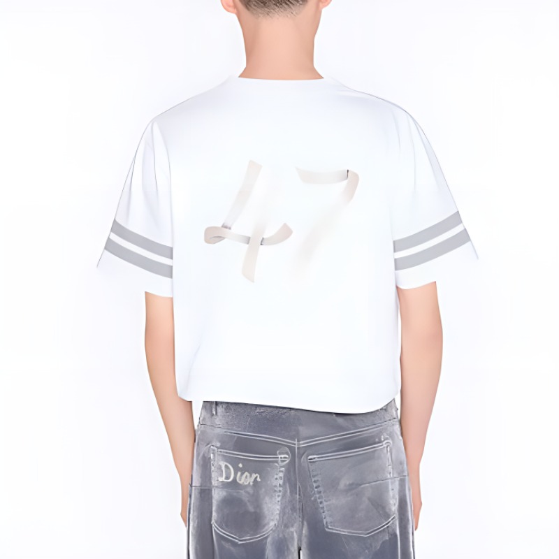 DIOR Logo Stripe Print Short Sleeve T-Shirt FW22  Oversized White Tee 293J659A0554-C088 圖 6
