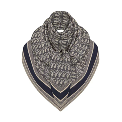 DIOR Logo Wool Scarf Unisex Couple Style in Navy Blue. 12DOB140I142540