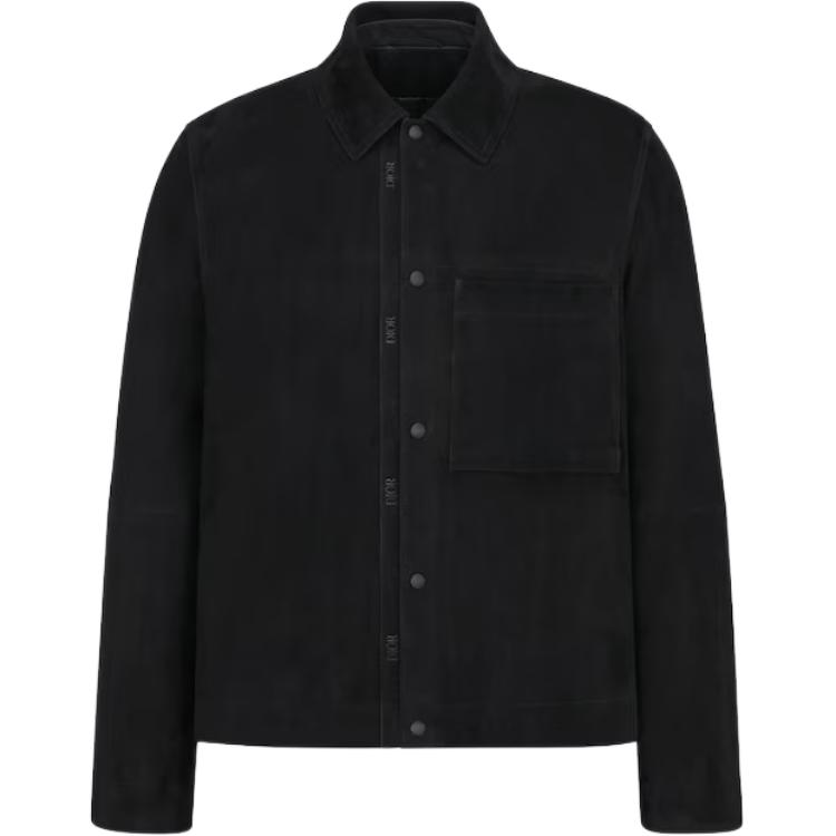 Dior Long-Sleeve Jacket Black with Logo Print Collar Design 493L421A0764-C900