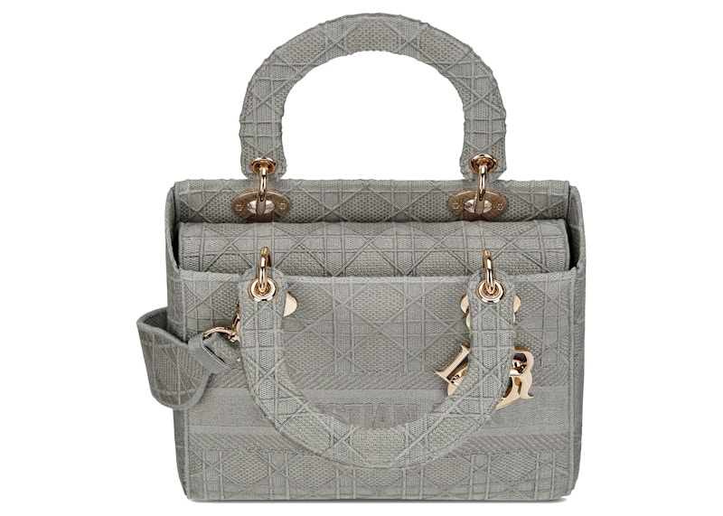 Order 迪奧中型Lady D-Lite手袋灰色Cannage刺繡款