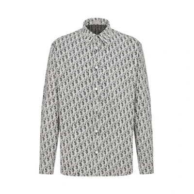 DIOR Men’s Classic Long Sleeve Shirt Gray Oblique Monogram Denim 013D585BY989-C980