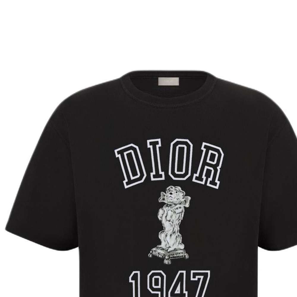 Sizing Dior Baju-T Lelaki Hitam Cetakan Abjad Leher Bulat Lengan Pendek. 483J635A0817-C980