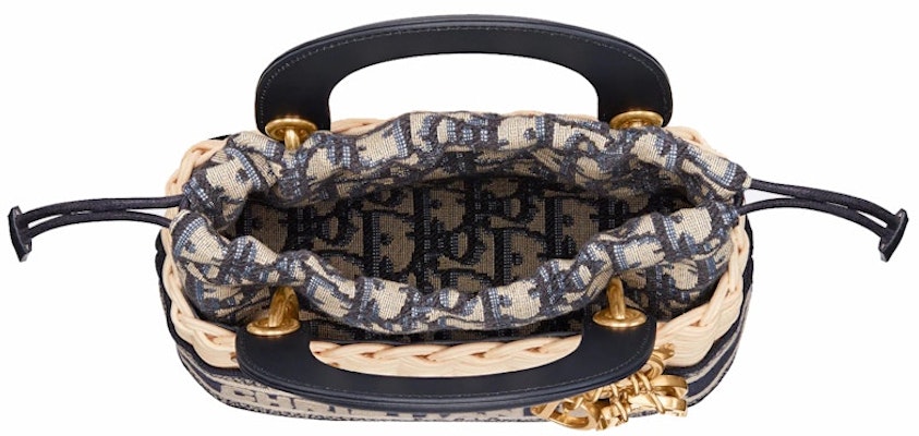 Dior Mini Lady Dior Bag Natural Wicker/Blue Lookbook Dior Mini Lady Dior Bag Natural Wicker/Blue