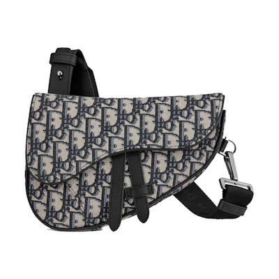 Dior Mini Saddle Bag Oblique Jacquard Beige/Black
