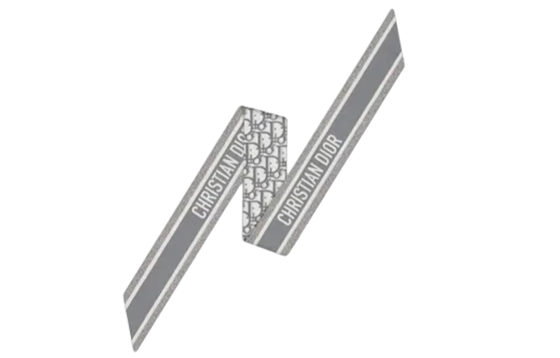 DIOR MITZAH Oblique Silk Scarf Unisex Gray - Luxury Silk Twill Fabric DOB106I600-C810