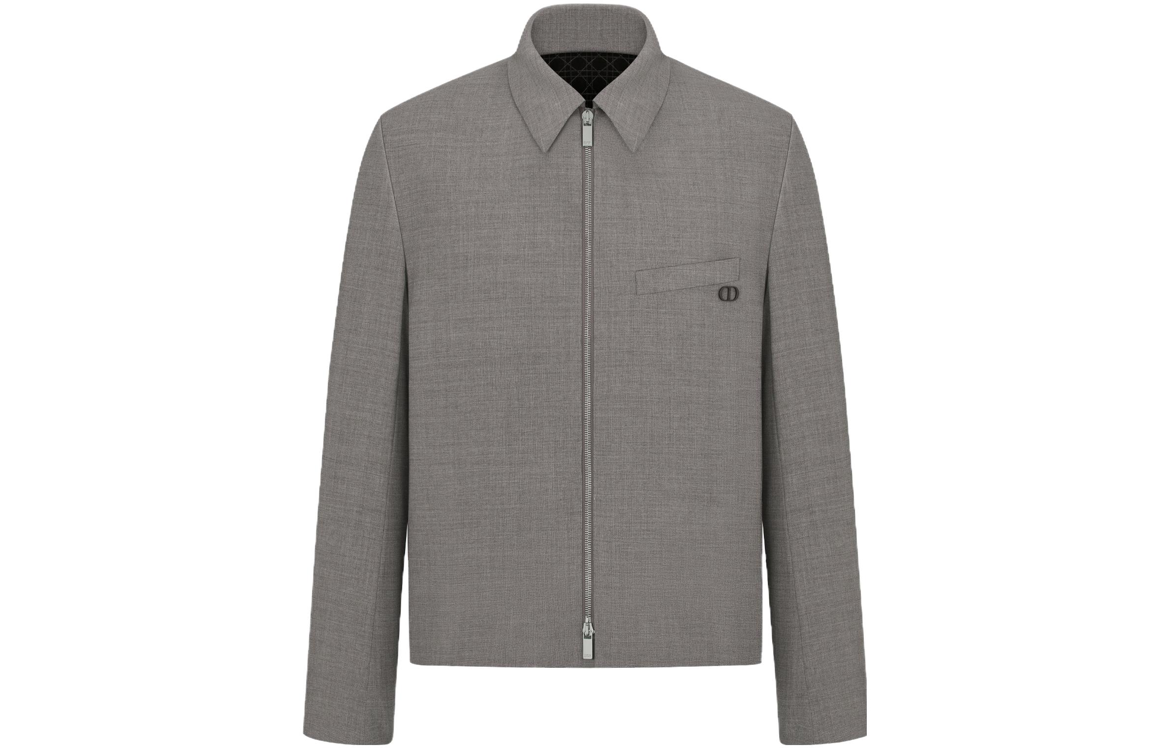 DIOR Monochrome Zip-Up Collar Jacket Grey 193C243C5725C830