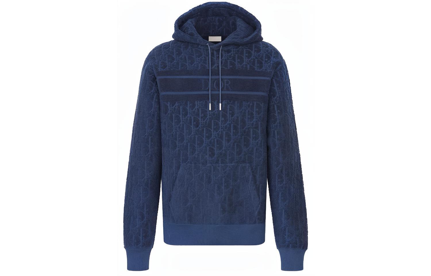 DIOR Monogram Print Hoodie Blue Mens 013J605C0607-C540