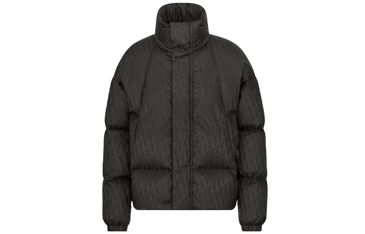 DIOR Monogram Puffer Jacket Men Black Full-Zip Long Sleeve 193C408A4462-C989