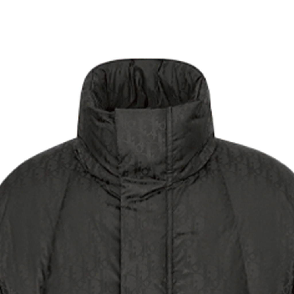 Shop Jaket Puff DIOR Monogram Lelaki Hitam Zip Penuh Lengan Panjang 193C408A4462-C989