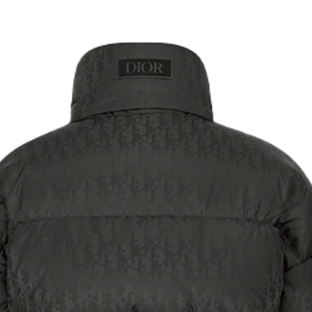 Sizing Jaket Puff DIOR Monogram Lelaki Hitam Zip Penuh Lengan Panjang 193C408A4462-C989