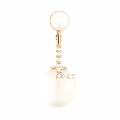 Dior MY ABCDior 'L' Earring Gold Metal White Resin Pearls & Crystals (Single). E1021ABCCY-D301