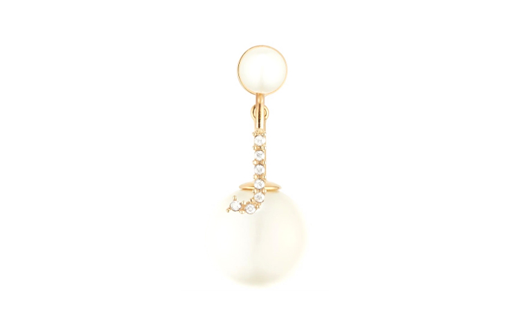 Dior MY ABCDior Gold Finish Metal White Resin Pearl "J" Letter Earrings. E1019ABCCY-D301 圖 2
