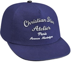 Dior Navy Blue Cotton Canvas "Christian Dior Atelier" Logo Baseball Cap. 933C902L4511-C588 Dior Navy Blue Cotton Canvas "Christian Dior Atelier" Logo Baseball Cap. 933C902L4511-C588