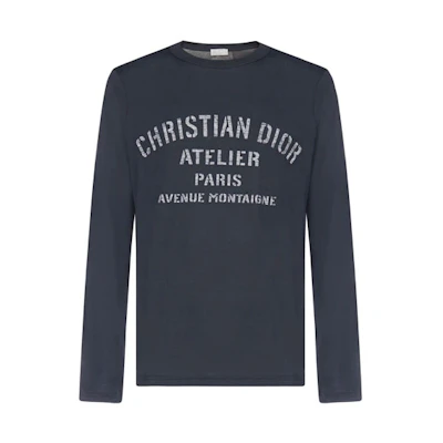 DIOR Navy Blue Cotton Printed Long-Sleeve Sweatshirt 043J611A0589-589