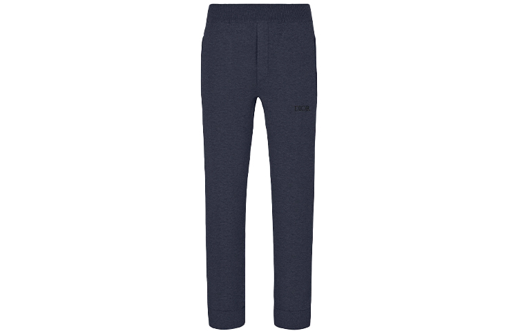 DIOR Navy Blue Knit Mid-Waist Straight Leg Logo Track Pants. 113M120AT225-C585