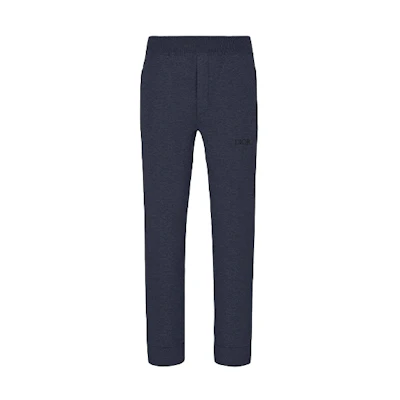 DIOR Navy Blue Knit Mid-Waist Straight Leg Logo Track Pants. 113M120AT225-C585