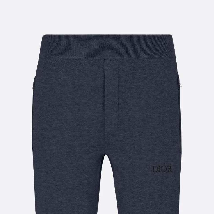 Details for DIOR Celana Track Logo Biru Navy Knit Mid-Waist Straight Leg. 113M120AT225-C585