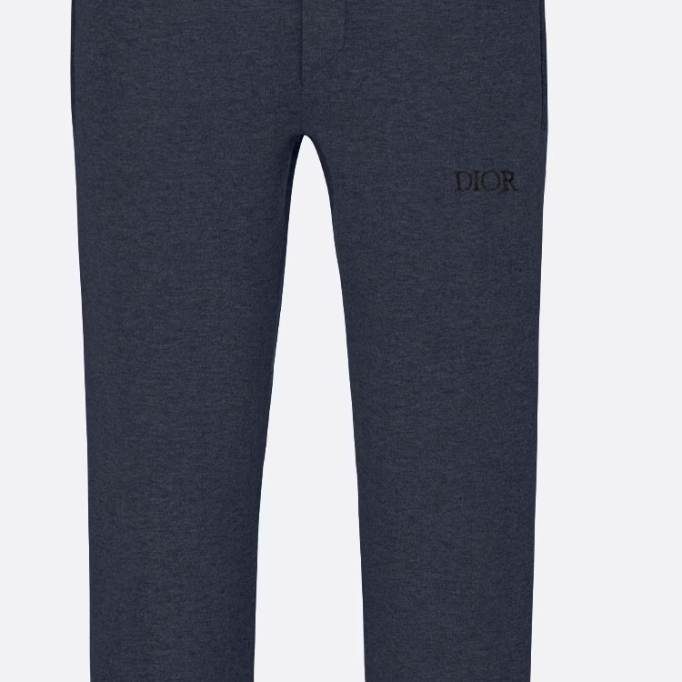 Sizing DIOR Celana Track Logo Biru Navy Knit Mid-Waist Straight Leg. 113M120AT225-C585