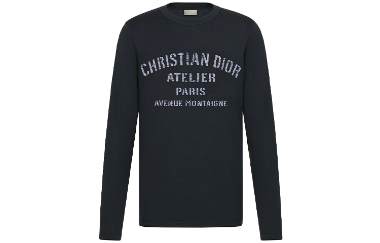 Order ディオール ネイビーブルー レタープリント 長袖Tシャツ 043J611A0589-C589