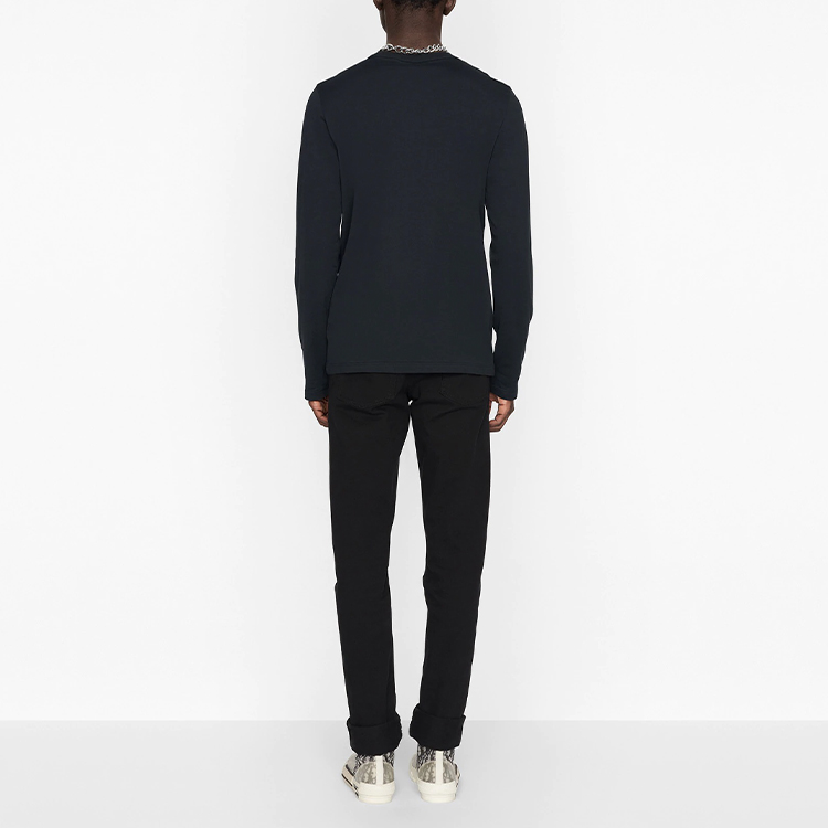 Purchase ディオール ネイビーブルー レタープリント 長袖Tシャツ 043J611A0589-C589