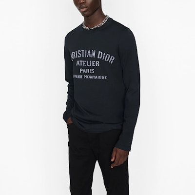 ディオール ネイビーブルー レタープリント 長袖Tシャツ 043J611A0589-C589 Details for ディオール ネイビーブルー レタープリント 長袖Tシャツ 043J611A0589-C589