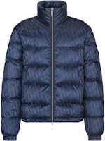 DIOR Navy Blue Logo Print Down Jacket with Stand Collar and Long Sleeves. 943C449A4462-C595 DIOR Navy Blue Logo Print Down Jacket with Stand Collar and Long Sleeves. 943C449A4462-C595