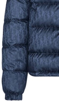 DIOR Navy Blue Logo Print Down Jacket with Stand Collar and Long Sleeves. 943C449A4462-C595 Purchase DIOR Navy Blue Logo Print Down Jacket with Stand Collar and Long Sleeves. 943C449A4462-C595