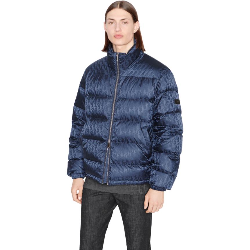 Details for DIOR Jaket Tebal Logo Biru Navy dengan Kolar Berdiri dan Lengan Panjang. 943C449A4462-C595