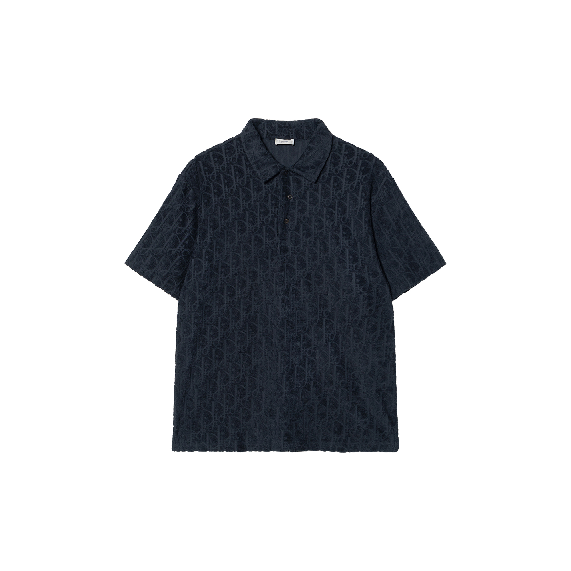 Dior Navy Blue Printed Terry Polo Shirt 113J812A0614-C540