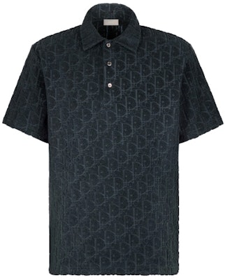 Dior Navy Blue Printed Terry Polo Shirt 113J812A0614-C540 Order Dior Navy Blue Printed Terry Polo Shirt 113J812A0614-C540