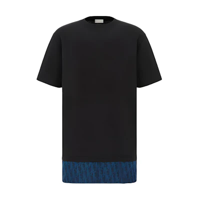 DIOR Navy Blue Short Sleeve T-Shirt with Colorblock Letter Print 113J632A0677-C585