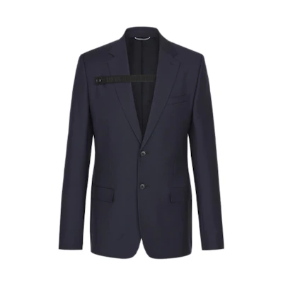 DIOR Navy Blue Solid Logo Single-Breasted Blazer 013C216A3226-C542