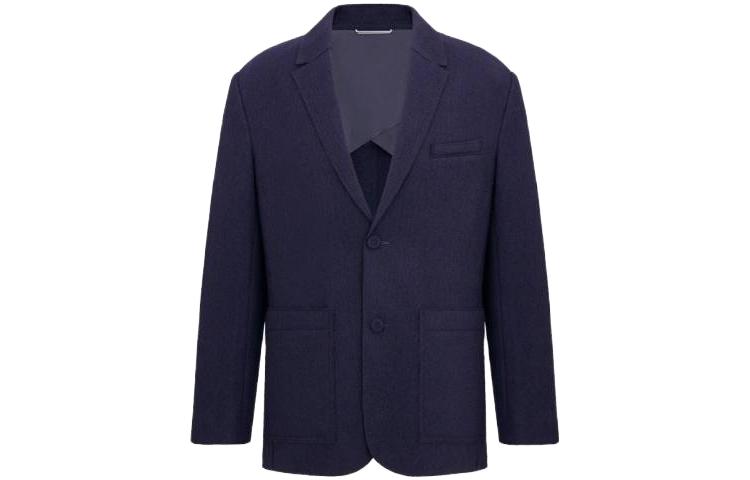 DIOR Navy Blue Solid Trapezoid Collar Single-Breasted Jacket 313C205A5715-C540