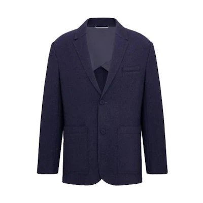 DIOR Navy Blue Solid Trapezoid Collar Single-Breasted Jacket 313C205A5715-C540
