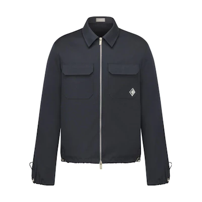 DIOR Navy Blue Solid Zip-Up Collared Casual Long-Sleeve Jacket 293C513D3866-C588