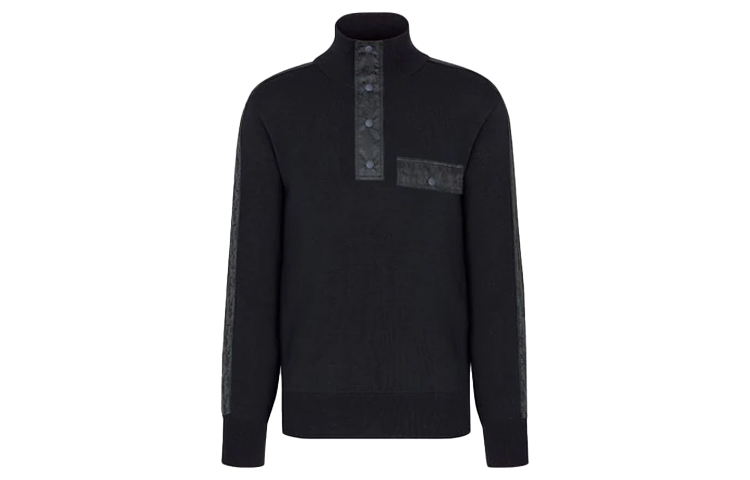 Order DIOR ネイビーブルーセーター プリントパッチ付き、ハイカラー、長袖 113M623AT192-C585