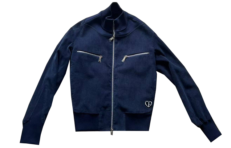 DIOR Navy Jacket with CD Heart Embroidery and Zipper Closure 213C410A5458-501