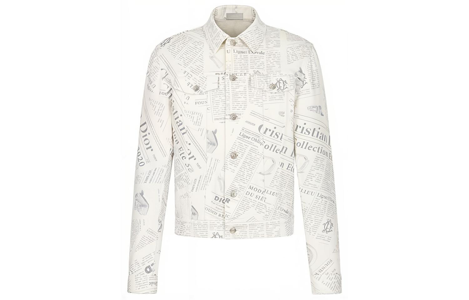 Dior Newspaper Print Single-Breasted Long Sleeve Jacket White () 013D483BY983-C088
