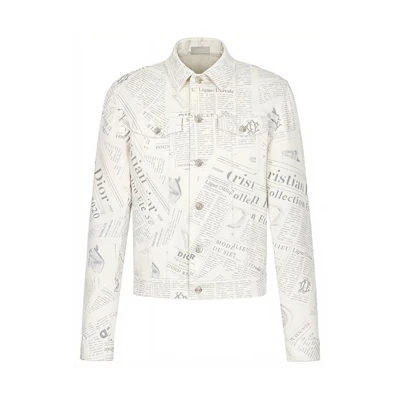 Dior Newspaper Print Single-Breasted Long Sleeve Jacket White () 013D483BY983-C088