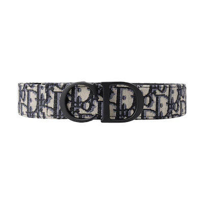 DIOR Oblique Black Leather Belt with Double-Sided Buckle 3.5cm 4353RUYSE-H05E